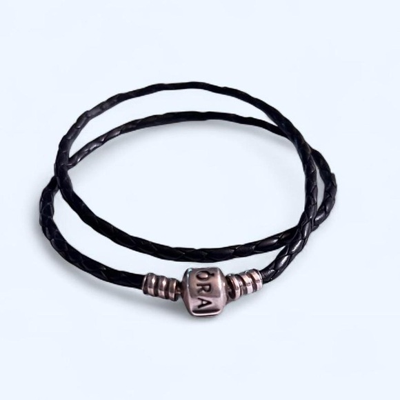 Pandora Black Braided Leather Bracelet - Picture 5 of 8